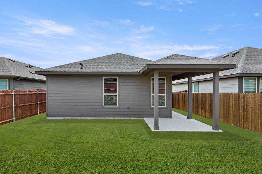 Front exterior of a new home in Keeneland, Aubrey, TX, highlighting curb appeal (Image 25).