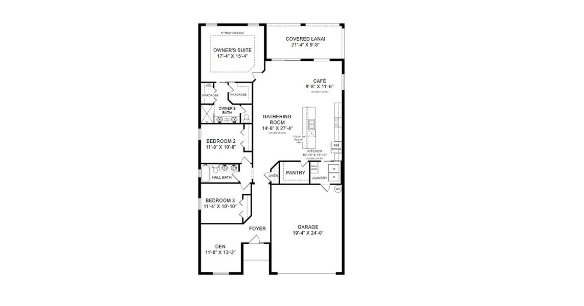 2D floor plan layout for the Serendipity by Highland Homes of Florida in Sunridge Chase, Ruskin, FL (Image 3).