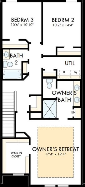2D floor plan layout of this home in Westwood Reserve, Charlotte, NC (Image 3).