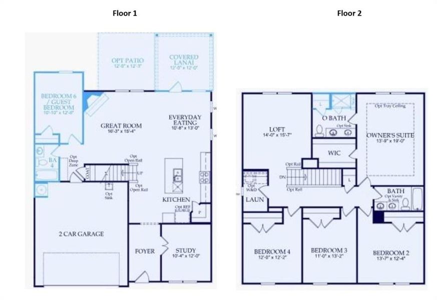 2D floor plan layout of this home in Berkeley Mill, Cumming, GA (Image 3).