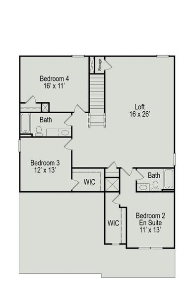 2D floor plan layout of this home in Fulshear Lakes, Fulshear, TX (Image 3).