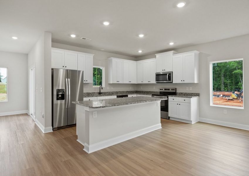 The kitchen is open to the living area