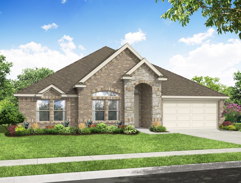 Representative exterior photo of a completed home built from the Balmoral by Impression Homes in Still Water Lake Estates, Godley, TX (Image 7).