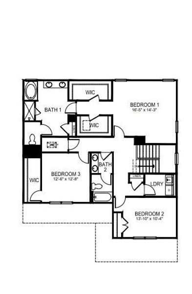 2D floor plan layout of this home in Avalon of Gastonia, Gastonia, NC (Image 3).