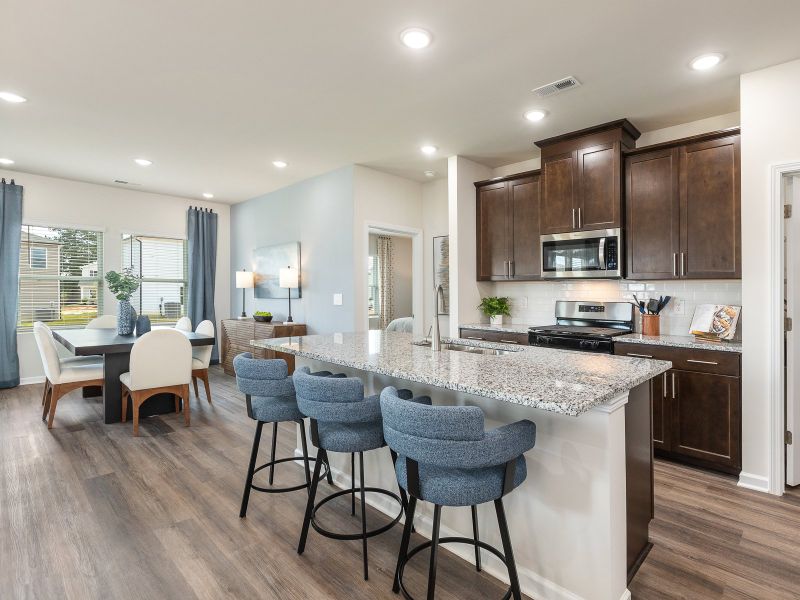 Kitchen in the Chandler floorplan at a Meritage Homes community in Angier, NC.