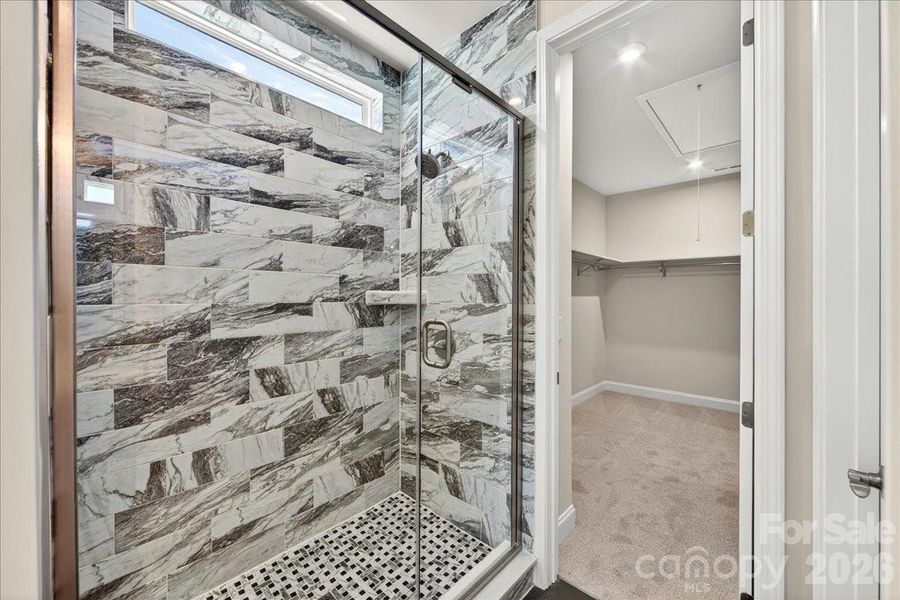 Primary tiled walk-in shower Primary tiled walk-in shower