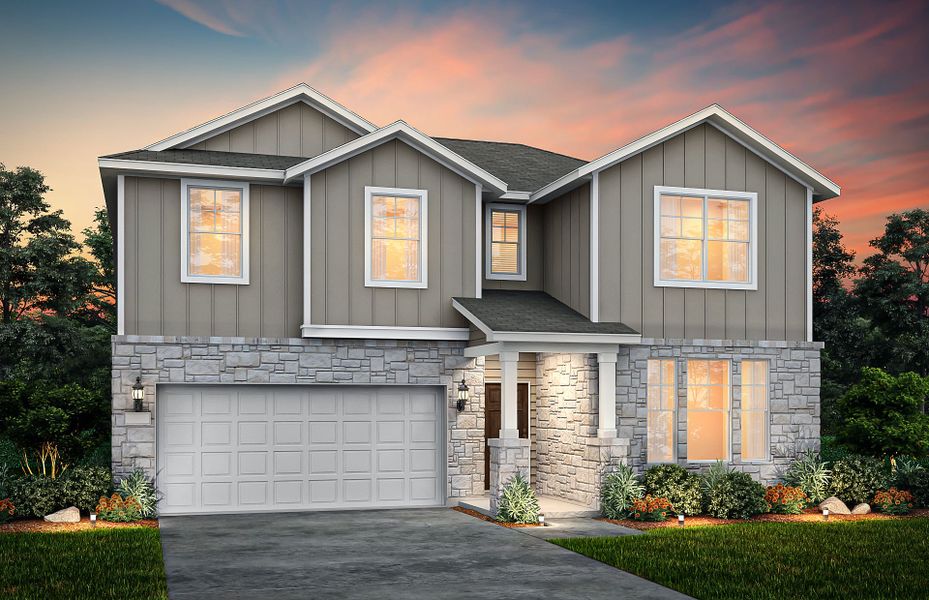 The Albany, a two-story home with 2-car garage, shown with Home Exterior 39