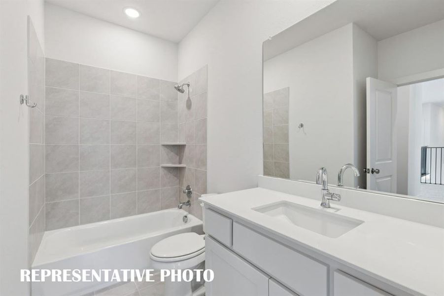 Friends and family will feel right at home in any of the beautifully finished guest baths.  REPRESENTATIVE PHOTO