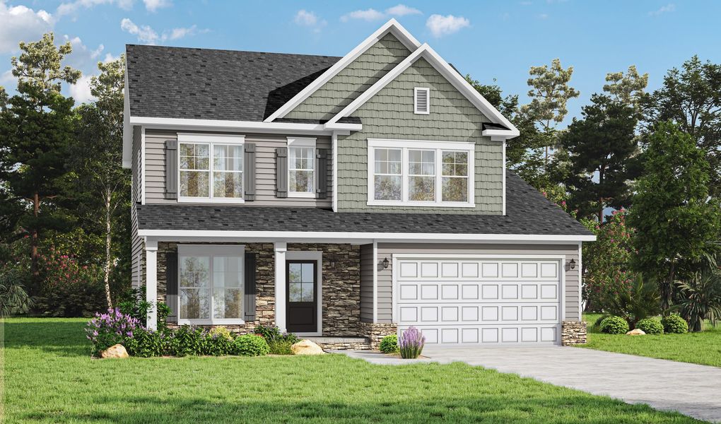 Representative exterior photo of a completed home built from the Badin by Caruso Homes in Blue Run, Raleigh, NC (Image 27). Representative exterior photo of a completed home built from the Badin by Caruso Homes in Blue Run, Raleigh, NC (Image 27).