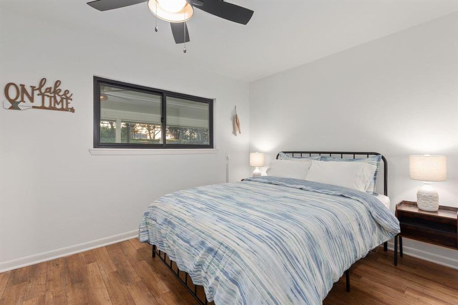 Bedroom number one facing front of the home with reach-in closet.