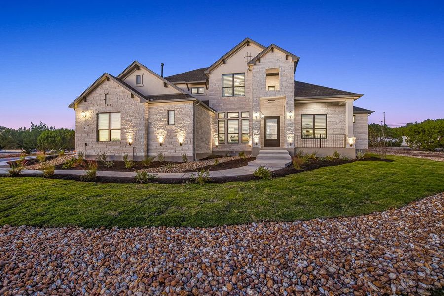 Representative exterior photo of a completed home built from the Madera II by Giddens Homes in Scofield Farms Estates, Georgetown, TX (Image 26).