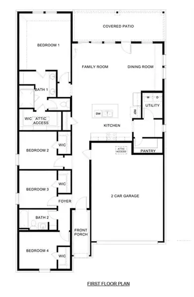 2D floor plan layout of this home in Woodcreek, Fate, TX (Image 3).