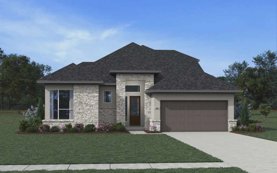 Representative exterior photo of a completed home built from the Olivia by Chesmar Homes in Esperanza 60's, Boerne, TX (Image 10).