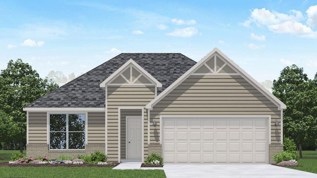 Front exterior of a new home in Silverthorne, Conroe, TX, highlighting curb appeal (Image 2). Front exterior of a new home in Silverthorne, Conroe, TX, highlighting curb appeal (Image 2).
