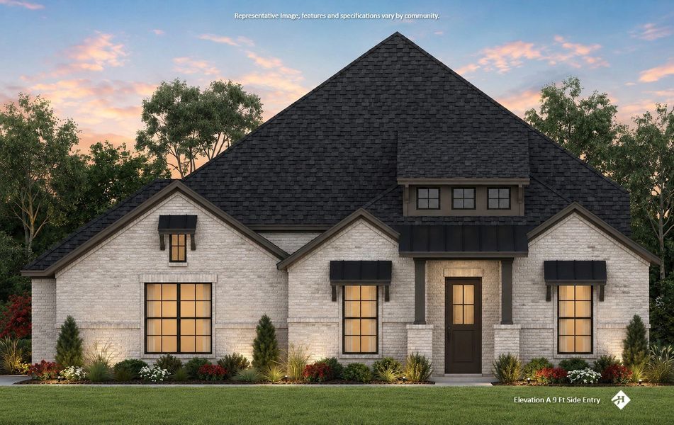Front exterior of a new home in Redden Farms - Phase 1, Midlothian, TX, highlighting curb appeal (Image 10). Front exterior of a new home in Redden Farms - Phase 1, Midlothian, TX, highlighting curb appeal (Image 10).