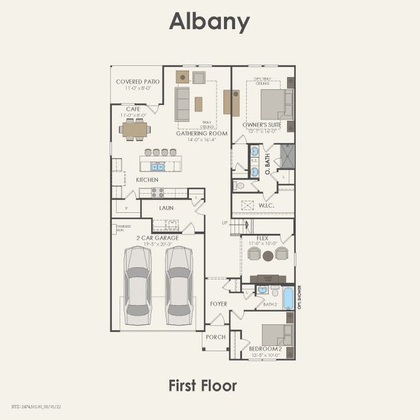 2D floor plan layout for the Albany by Pulte Homes in Rosemary Fields, Godley, TX (Image 29). 2D floor plan layout for the Albany by Pulte Homes in Rosemary Fields, Godley, TX (Image 29).