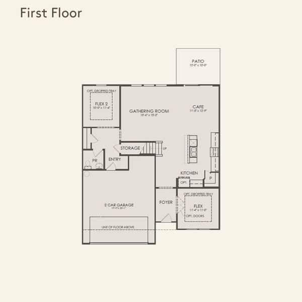 2D floor plan layout for the Vanderlyn by Pulte Homes in Hollins Crest, Greer, SC (Image 3).
