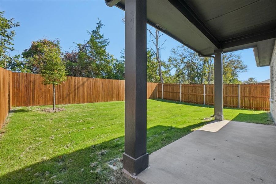 Exterior details and patio area of a home in Eastridge - Spring Series, McKinney (Image 21). Exterior details and patio area of a home in Eastridge - Spring Series, McKinney (Image 21).