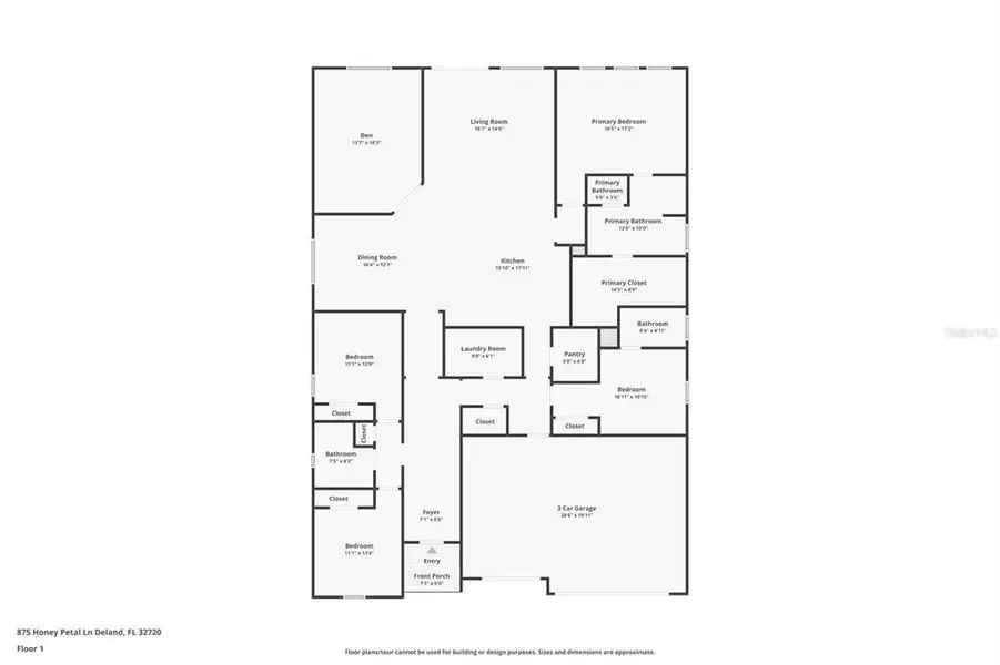 2D floor plan layout of this home in Addison Landing, Deland, FL (Image 3).
