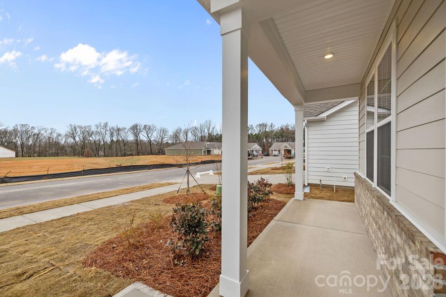 Exterior details and patio area of a home in Cottages at Wingate, Wingate (Image 4).