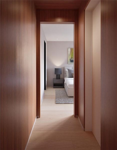 Corridor featuring light wood-type flooring Corridor featuring light wood-type flooring