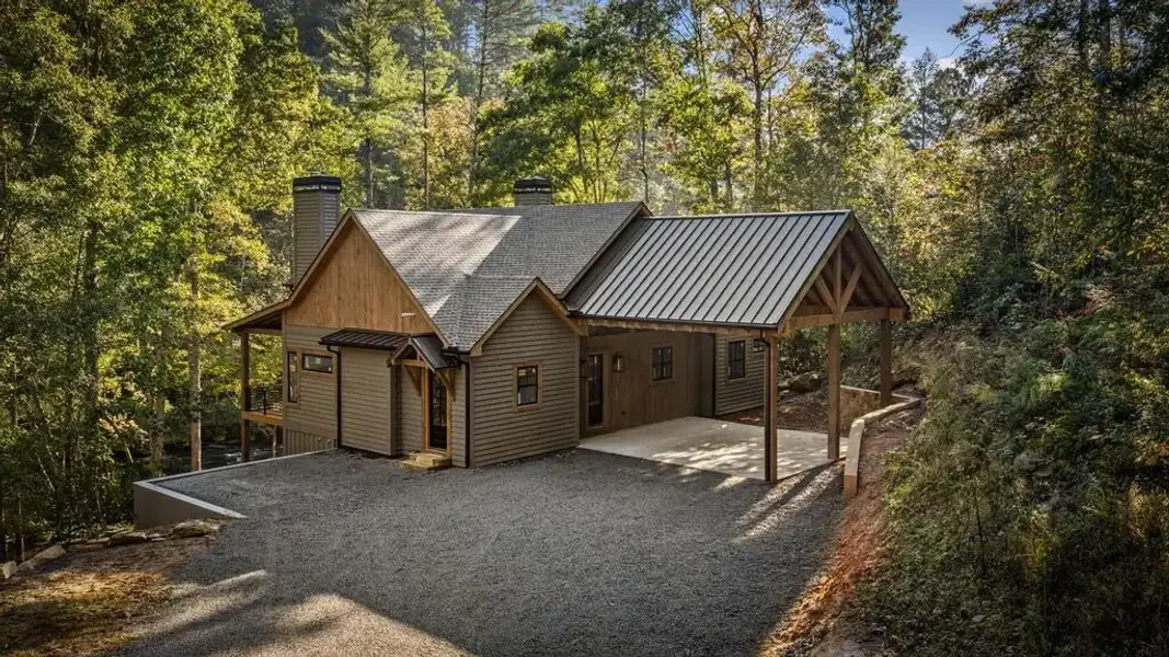 Front exterior of a new home in , Ellijay, GA, highlighting curb appeal (Image 1). Front exterior of a new home in , Ellijay, GA, highlighting curb appeal (Image 1).