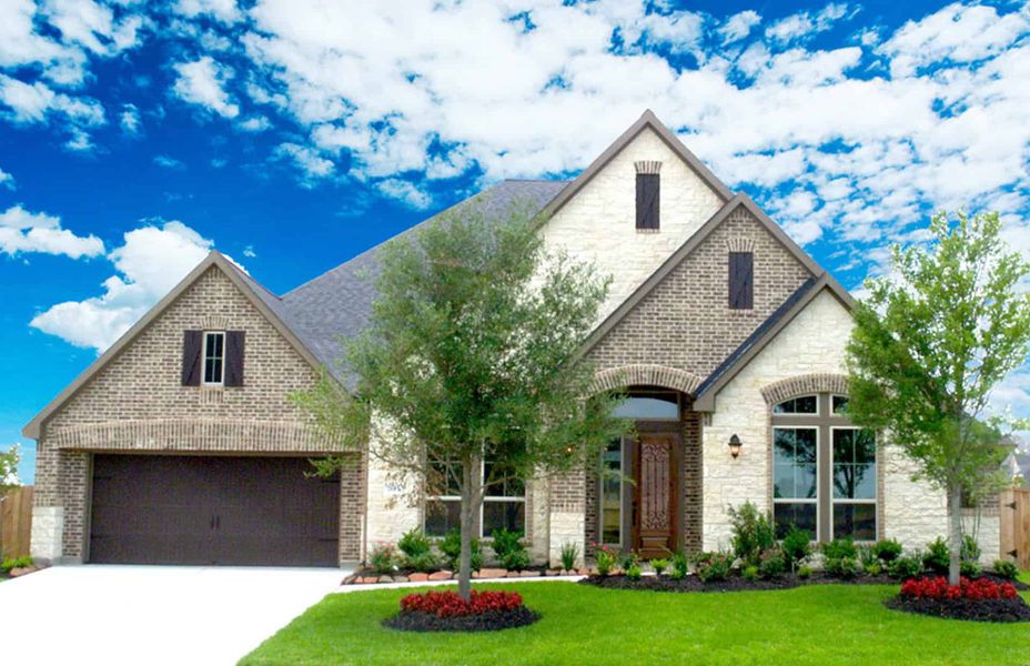 Representative exterior photo of a completed home built from the 4290 by Ravenna Homes in Artavia 70′, Conroe, TX (Image 2). Representative exterior photo of a completed home built from the 4290 by Ravenna Homes in Artavia 70′, Conroe, TX (Image 2).