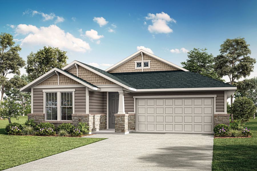 Representative exterior photo of a completed home built from the Madison by Tri Pointe Homes in Painted Tree, McKinney, TX (Image 15). Representative exterior photo of a completed home built from the Madison by Tri Pointe Homes in Painted Tree, McKinney, TX (Image 15).