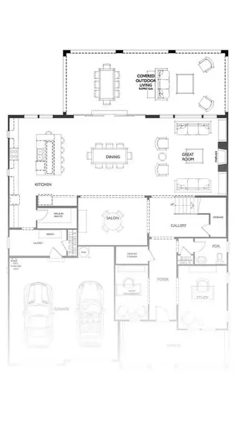 2D floor plan layout for the Tiburon II by Classica Homes in McLean - Waterfront, Clover, SC (Image 4).