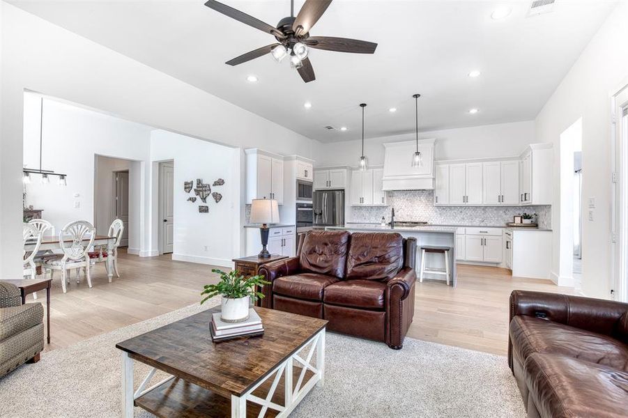 Family room is open to the kitchen.