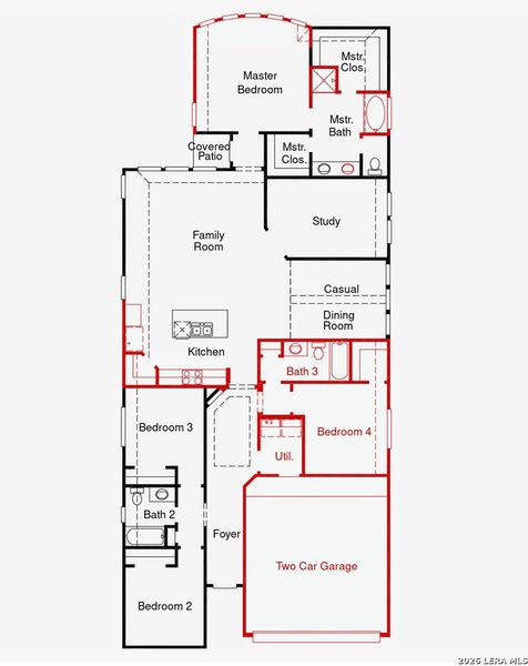 2D floor plan layout of this home in Nopal Valley, San Antonio, TX (Image 3).