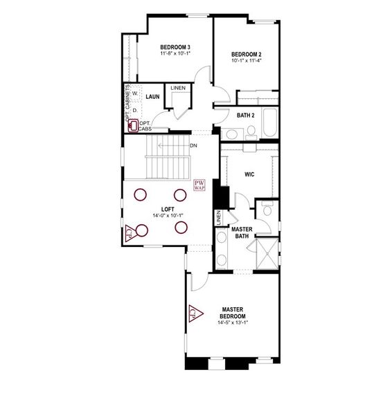 2D floor plan layout of this home in San Francisco at Prasada, Surprise, AZ (Image 2).