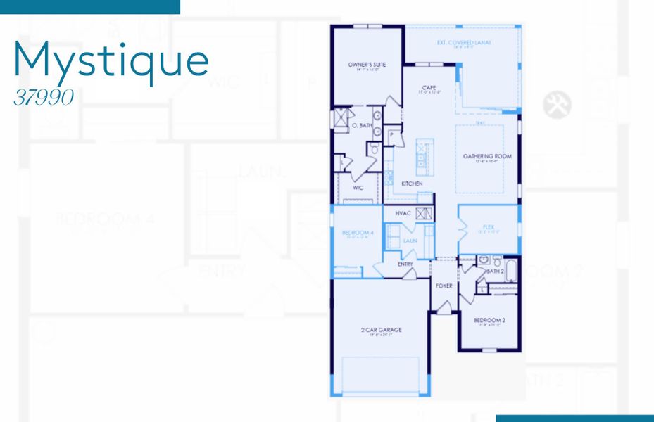 2D floor plan layout of this home in TerraWalk at Babcock Ranch, Alva, FL (Image 2).