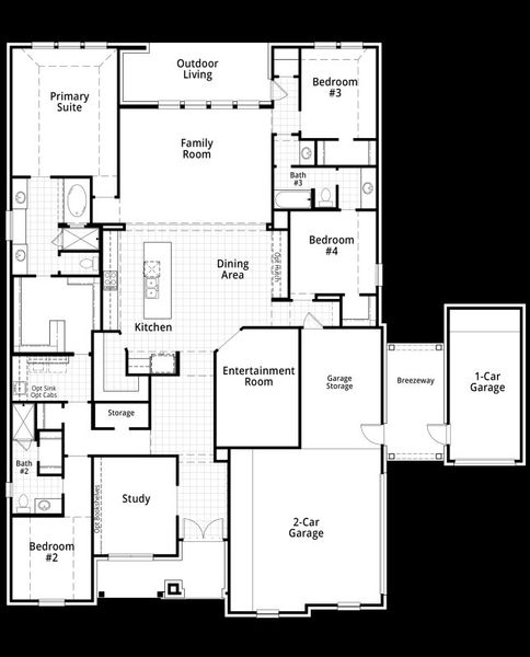 2D floor plan layout for the 214G by Highland Homes in Quail Hollow, Rockwall, TX (Image 4). 2D floor plan layout for the 214G by Highland Homes in Quail Hollow, Rockwall, TX (Image 4).