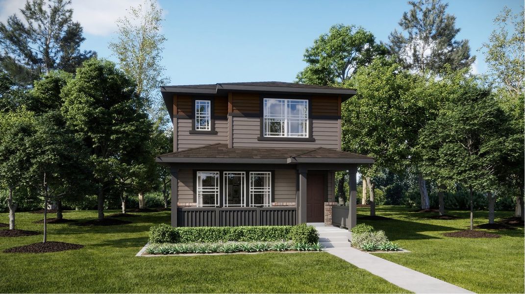 Front exterior of a new home in Percheron, Colorado Springs, CO, highlighting curb appeal (Image 1). Front exterior of a new home in Percheron, Colorado Springs, CO, highlighting curb appeal (Image 1).