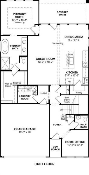 2D floor plan layout of this home in Heritage Ranch, Sherman, TX (Image 2).
