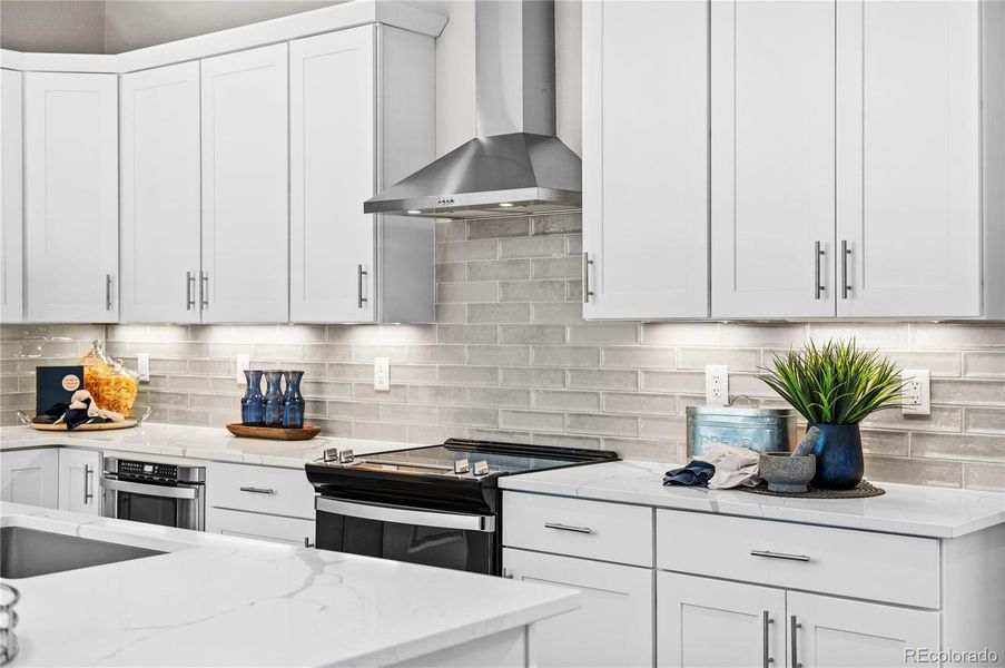 Furnished interior view inside a new home in Painted Prairie, Aurora (Image 17). Furnished interior view inside a new home in Painted Prairie, Aurora (Image 17).