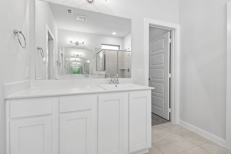 Primary Bathroom in the Masters home plan by Trophy Signature Homes