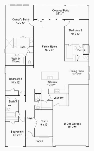 2D floor plan layout of this home in ARTAVIA, Conroe, TX (Image 3).