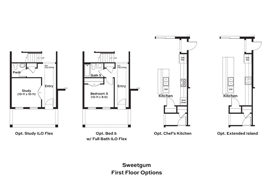 2D floor plan layout for the Sweetgum by DRB Homes in Ardisia Park, New Smyrna Beach, FL (Image 5).