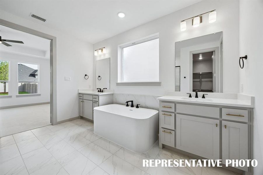 An owner's bath designed for two!  REPRESENTATIVE PHOTO