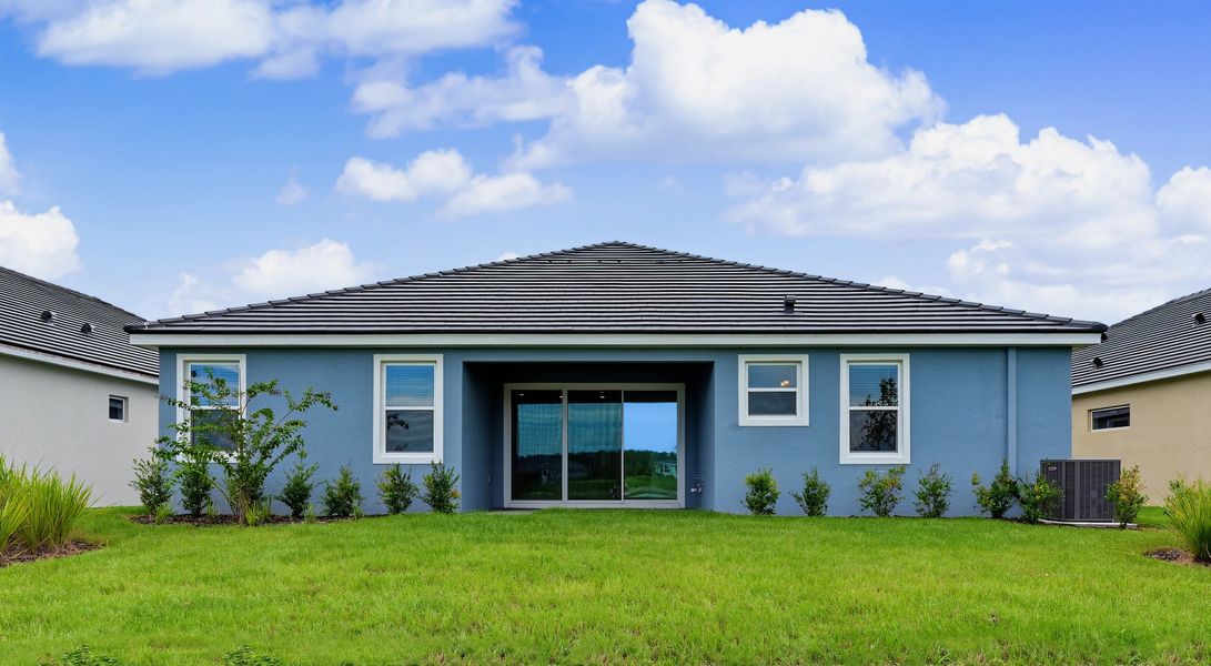 Exterior details and patio area of a home in Tamarack at Two Rivers, Zephyrhills (Image 2). Exterior details and patio area of a home in Tamarack at Two Rivers, Zephyrhills (Image 2).
