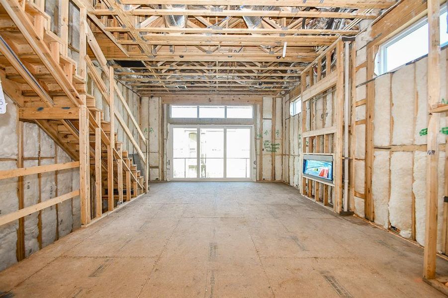 View from kitchen. 2nd floor large living room, wired for speakers.