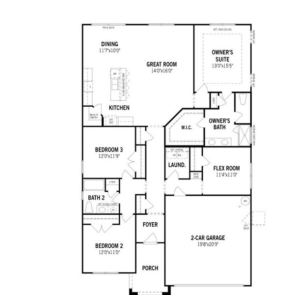 2D floor plan layout for the Cascades by Mattamy Homes in Fox Field Farms, Broadway, NC (Image 3).