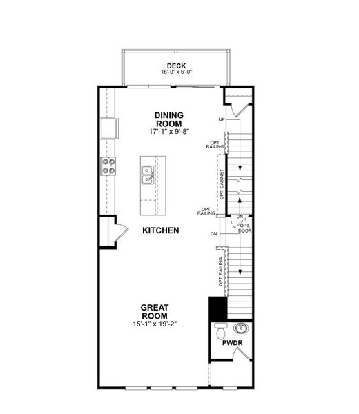 2D floor plan layout of this home in Green Level Trail Townhomes, Apex, NC (Image 7).