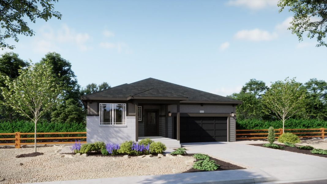 Representative exterior photo of a completed home built from the Plan 4003 by New Home Co. in The Legacy Collection at Talon Pointe, Thornton, CO (Image 2).