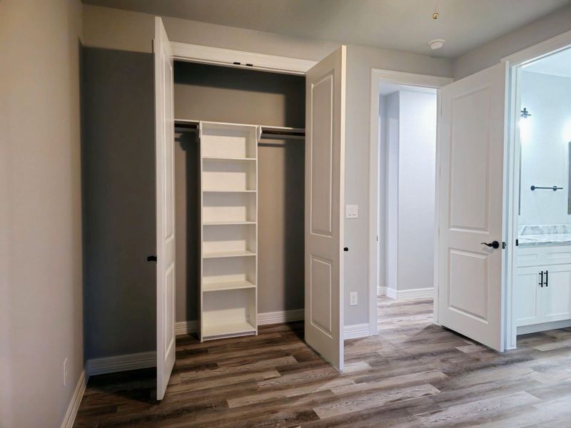 Third bedroom, with a spacious closet with shelving.