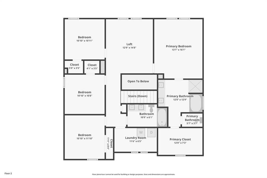 2D floor plan layout of this home in Westmont Preserve, Powder Springs, GA (Image 5).