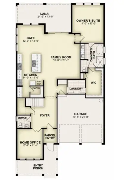 2D floor plan layout for the Eliot by Rockwell Homes in Northlake at Ovation, Winter Garden, FL (Image 7).