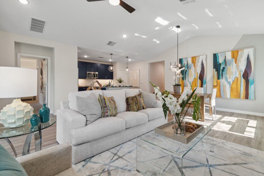 Vaulted ceiling in main living area